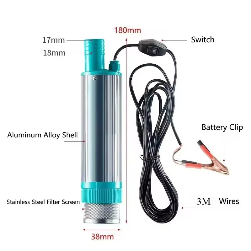 Draagbare Mini Pomp Diesel Water Overdracht Pomp Camping Vissen Dompelpomp 30l/Min 12V Elektrische Auto Pomp 38Mm