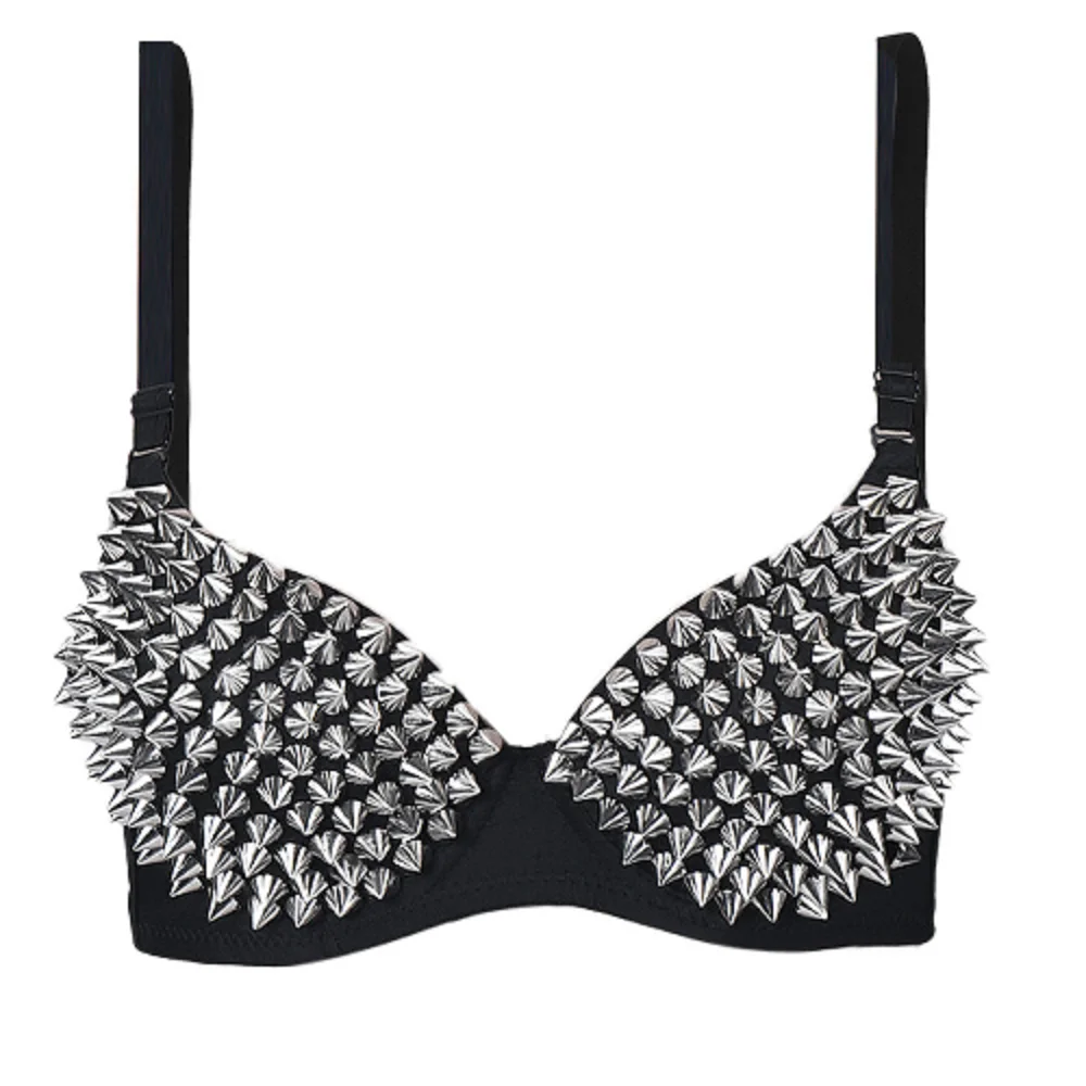 Nueva lencería Sexy, ropa interior, sujetadores para mujer, sujetador Steampunk con tachuelas, Top, sujetador inalámbrico, Tops de moda para fiesta y Club, ropa interior femenina