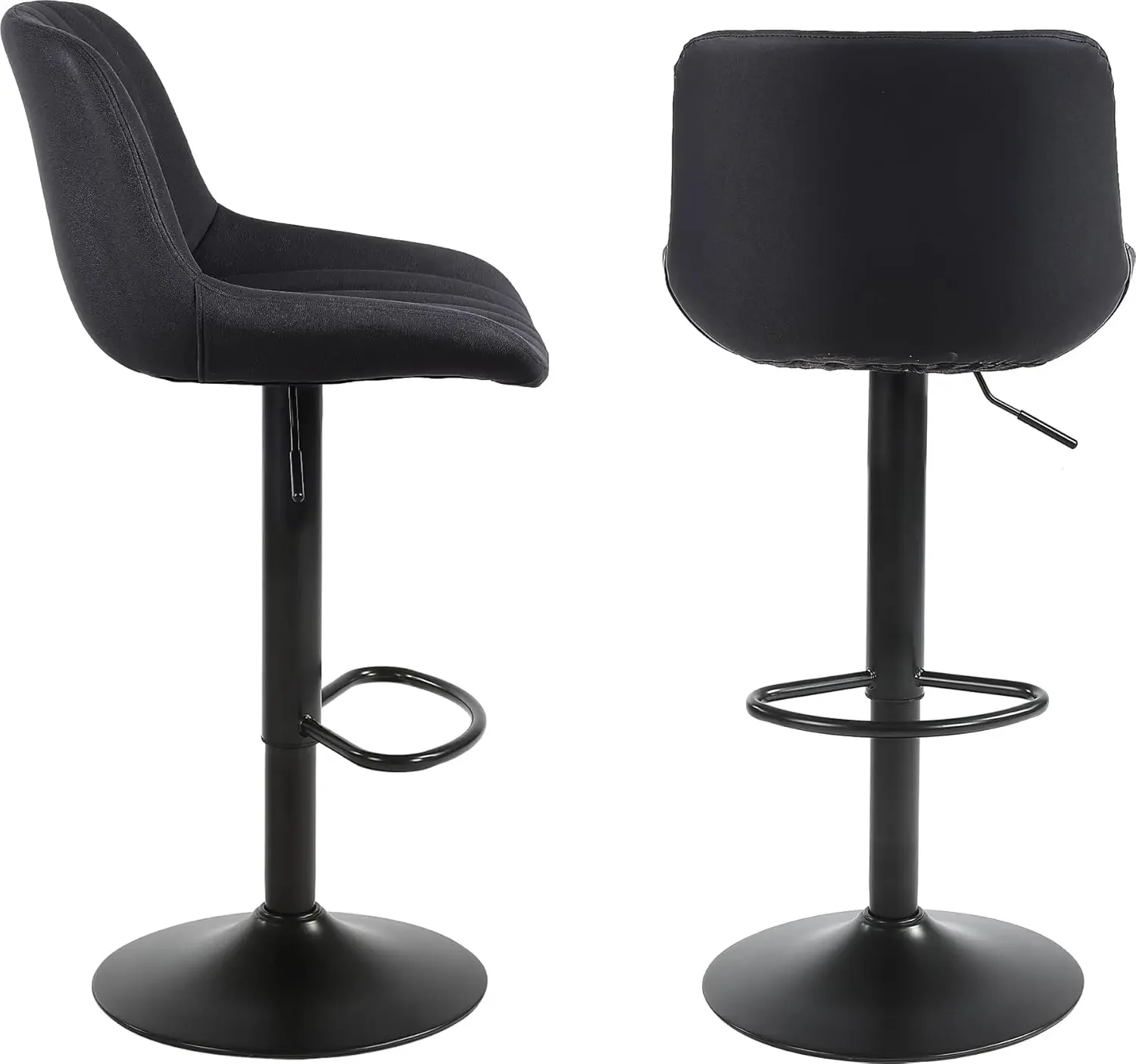 Taburetes Alts Cocina Juego de 2, Taburete Bar Giratorios Altura with Respaldo, Taburete Alto Ajustable Cuero PU, Negro