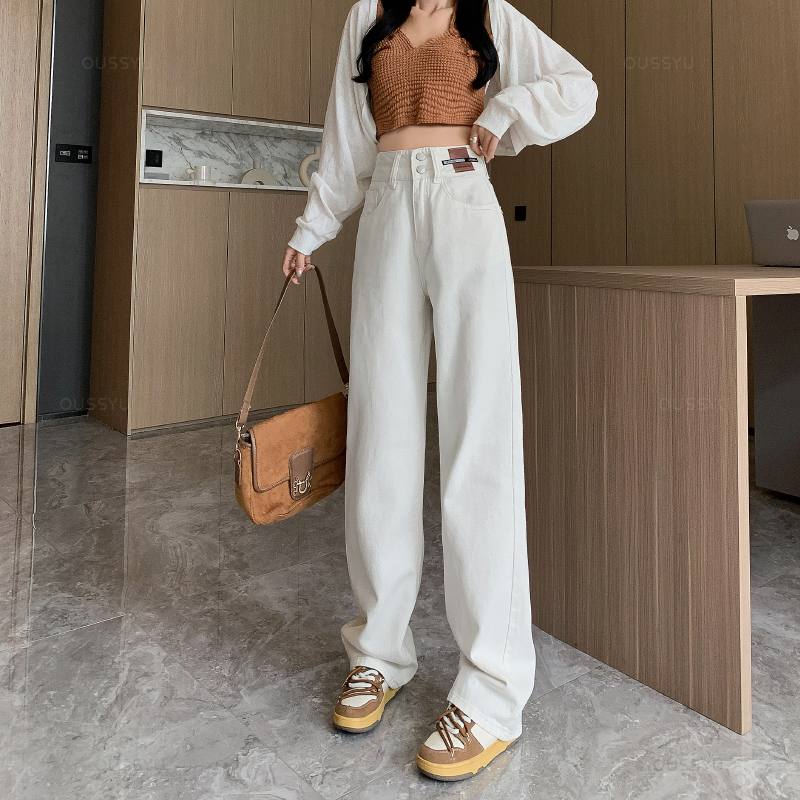 กางเกงยีนส์ฤดูหนาวผู้หญิงขนแกะกางเกงยีนส์กางเกงเอวสูงสบายๆหลวมหญิง DENIM กางเกงกํามะหยี่หนาผ้าฝ้ายขากว้างผู้หญิง Jean