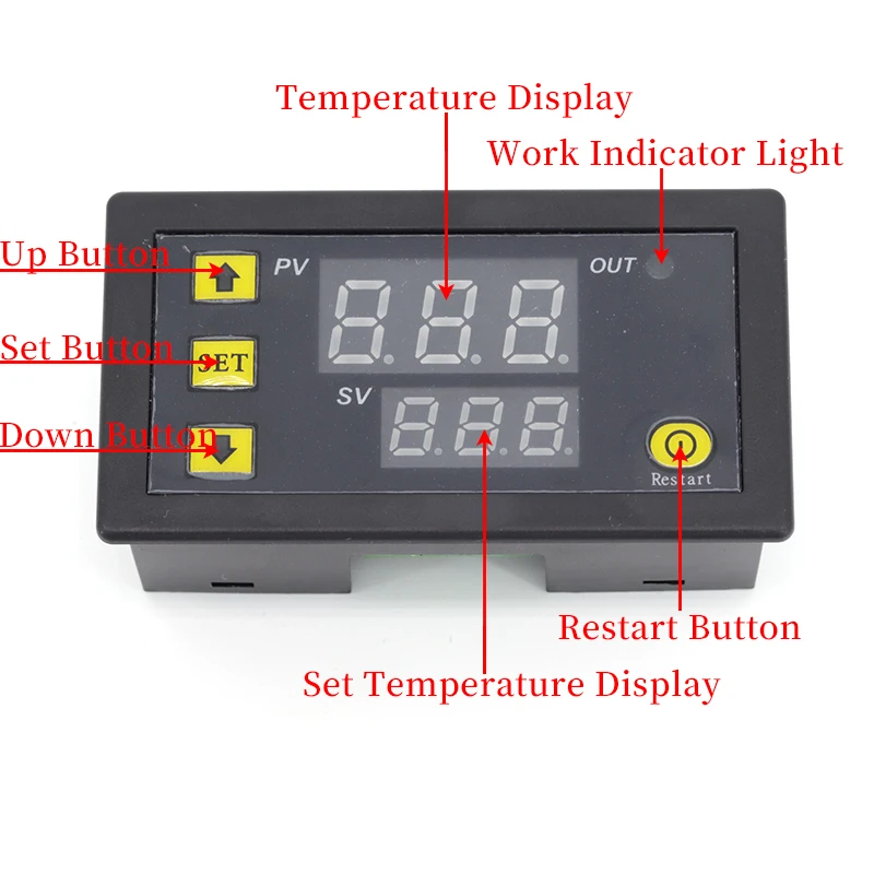 Termostato Digital de pantalla LED con Control de temperatura, instrumento de Control de calor/refrigeración, W3230, 12V, 24V, AC110-220V, 20A