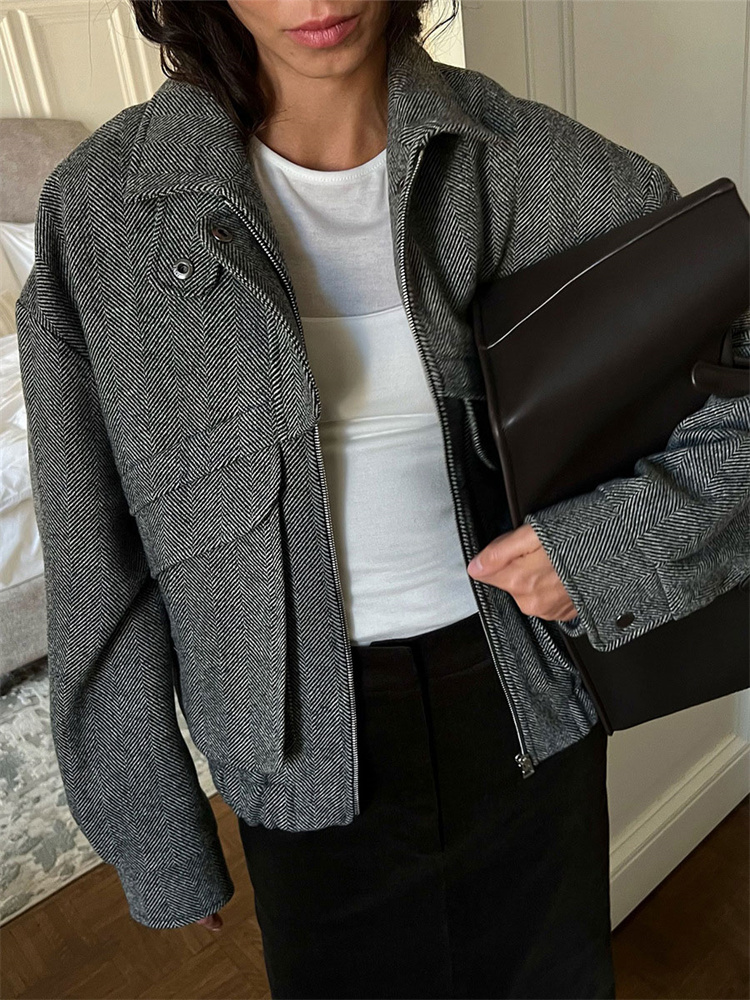 Tossy Herbst Grau Zipper Outwear Jacken Weibliche Feste Lose Patchwork Hohe Taille Gestellte Top Mantel Streetwear frauen Y2k Jacken