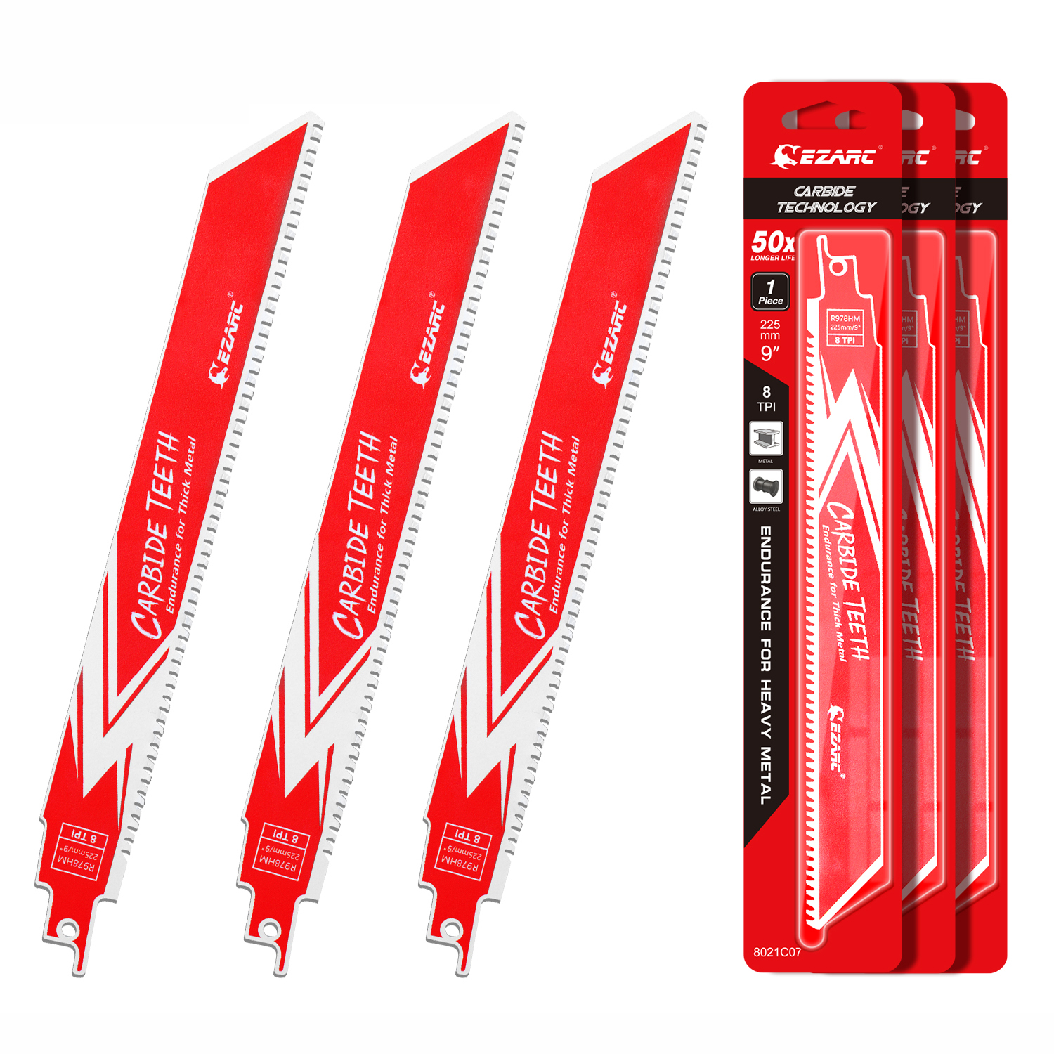 1/2/3 шт. твердосплавное полотно сабельной пилы R678HM R978HM, выносливость для толстого металла, чугуна, легированной стали 150 мм/25 мм 8TPI