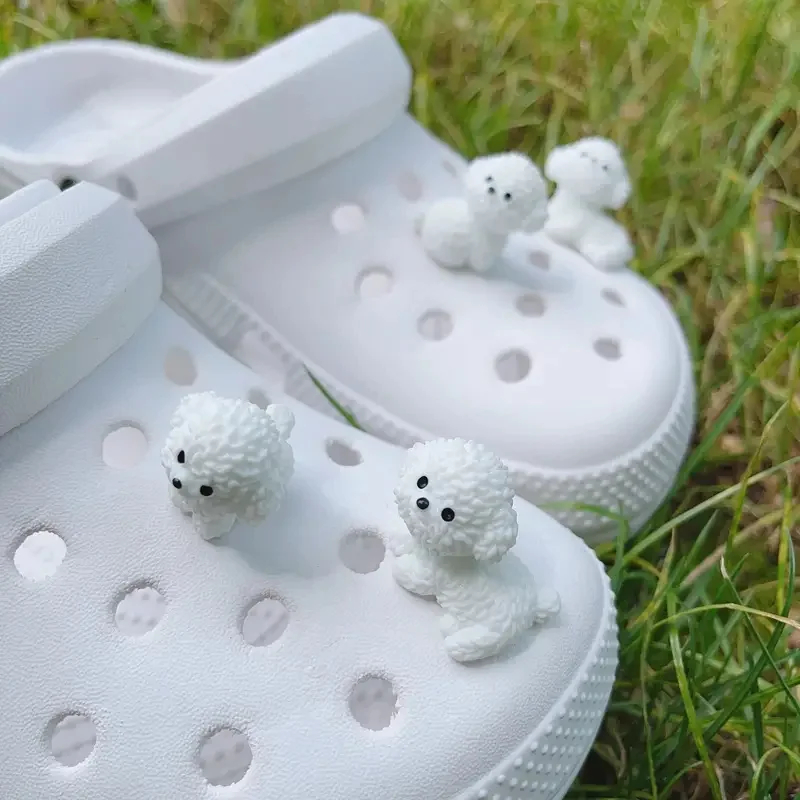 3D น่ารัก Mini Puppy รองเท้าชุดตกแต่งที่ถอดออกได้ Diy Bichon Frise ตุ๊กตาสุนัขอุปกรณ์เสริมใช้สําหรับ Clogs, Holiday Party ของขวัญ