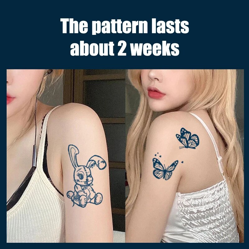 30 ชิ้นกึ่งถาวรการ์ตูนสมุนไพร Tattoo สติกเกอร์สําหรับสตรีกันน้ํา Water Transfer การพิมพ์สติกเกอร์
