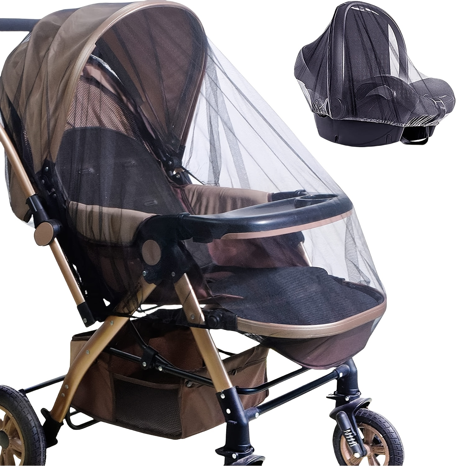 Kinderwagenklamboe - Volledige dekking, met dicht gaas voor verbeterde insectenbescherming, polyester kinderwagen muggen buitenuitrusting