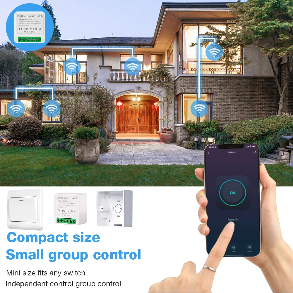 Novo interruptor inteligente zigbee 16a para aplicativo ewelink zigbee 3.0 hub controle bidirecional extensor de roteador zigbee alexa google home assistant mqtt