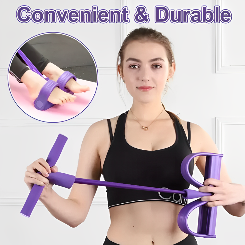 สี่หลอด Tensioner Multi-Functional ในครัวเรือนฟิตเนสโยคะท้อง Strengthening แถบยืดหยุ่นเชือก Sit-Up Assistive