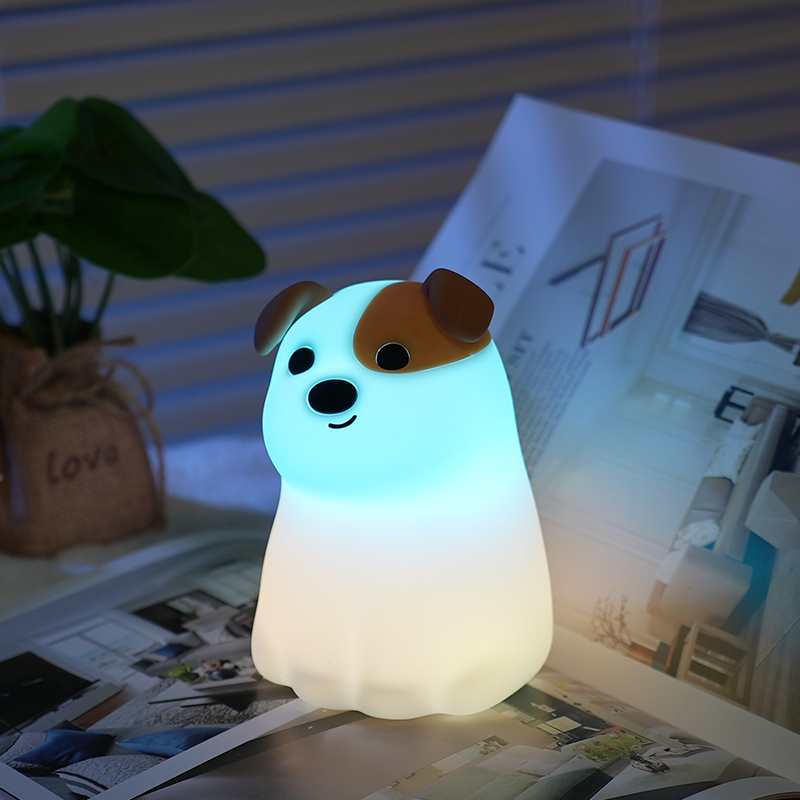 Welpen Led Nachtlicht Tier RGB Bunte Silikon Tisch Lampe Hund Katze Spielzeug Kinder Geburtstag Urlaub Beleuchtung Wiederaufladbare Laterne