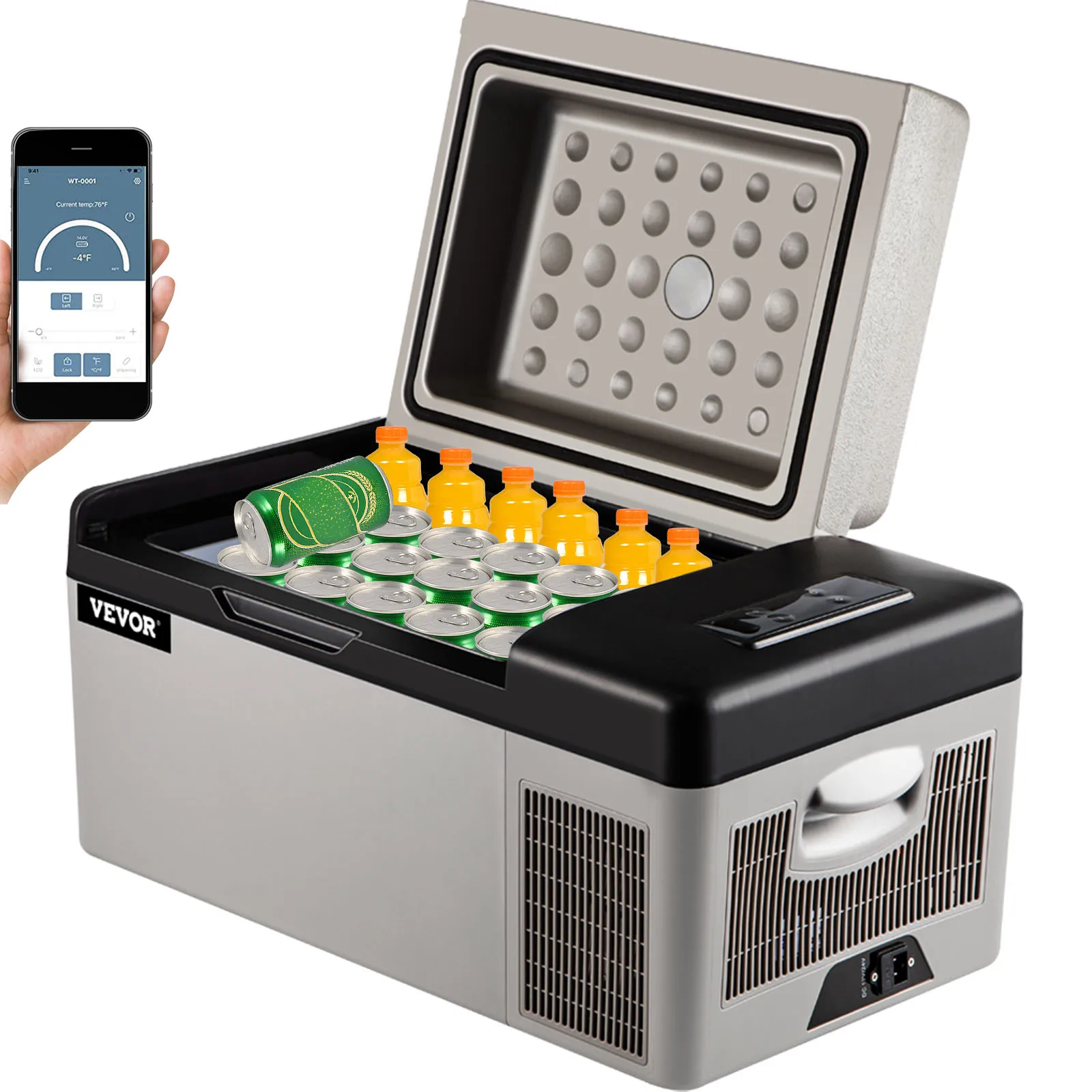 SucceBuy 20 l tragbarer Kühlschrank, Autokühlschrank, elektrischer Kompressorkühler mit 12/24 V DC und 110–240 V AC für Camping