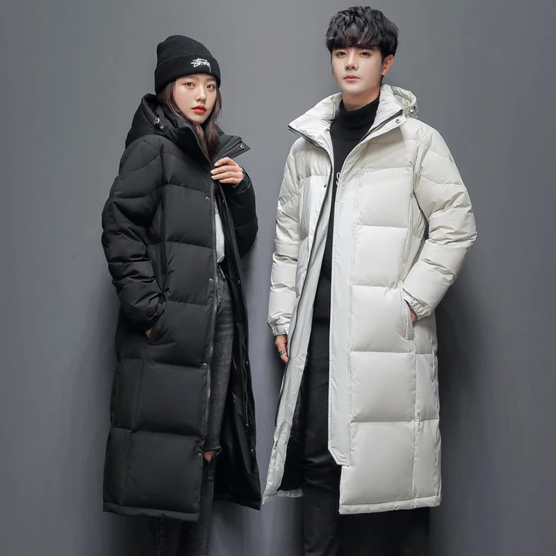 2024 New Parker Coat Winter Men's and Women's Light Luxury Brand Coat Solid Color Simple Hooded Long Down Jacket Big Size 5XL