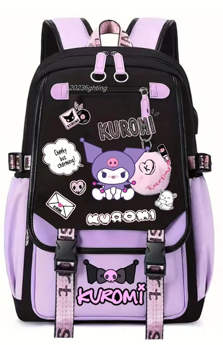 Piękne plecaki Kuromi Melody Cosplay unisex studenci tornister Patchwork Cartoon Bookbag Laptop Travel Outdoor Mochilas