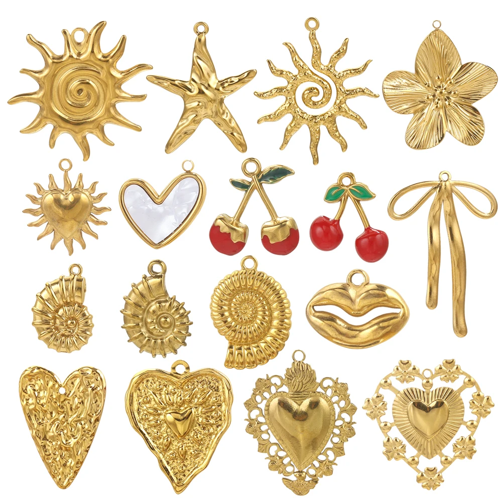 5 pçs encantos de ouro de aço inoxidável para fazer jóias diy feminino colar brincos jóias pingentes acessórios artesanato encantos em massa