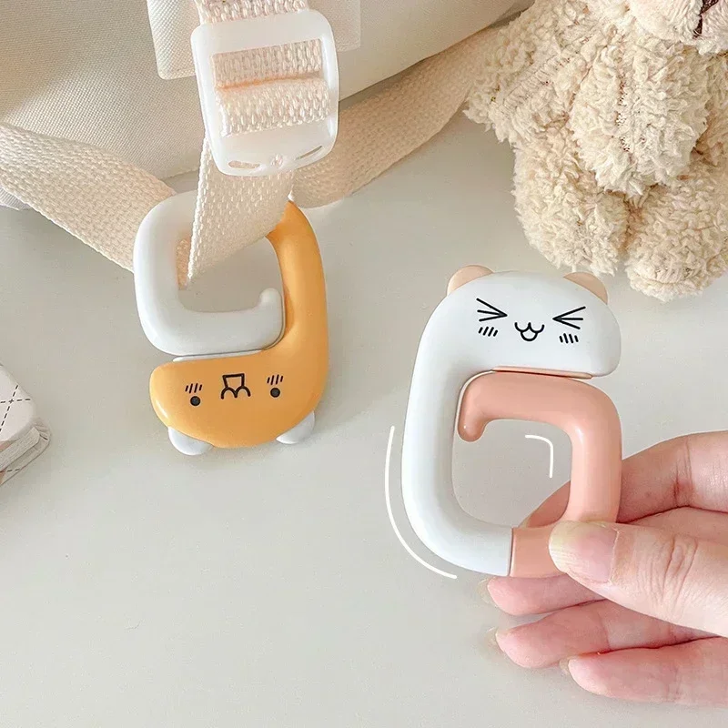 Portable Cartoon Bag Hooks Kawaii Strong Load-bearing Handbag Hanger Office Home Folding Desk Side Hooks Desk Organizers
