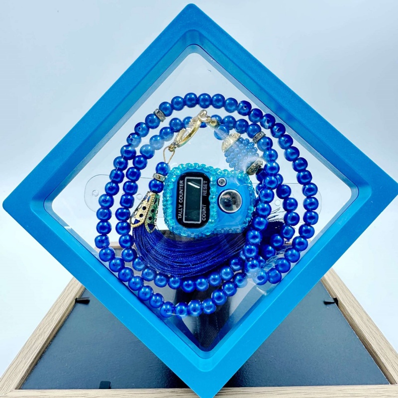 Pulseira de contas de oração muçulmana e conjunto de contador de dedo cor 99 pulseiras de imitação de pérola anel de contador de dedo reajustável