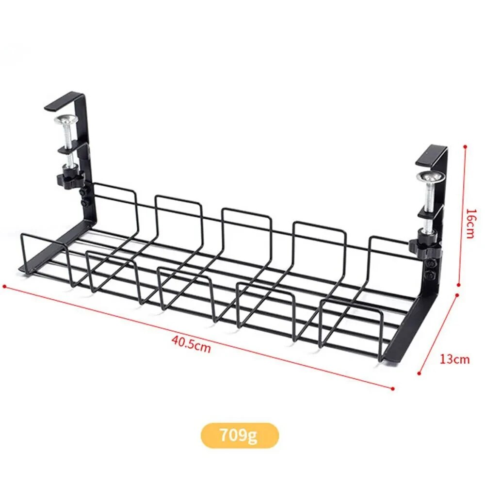 Sotto il tavolo Rack di stoccaggio vassoio di gestione dei cavi in metallo Home Office Desk Wire Organizer senza punzonatura accessori per la conservazione della cucina