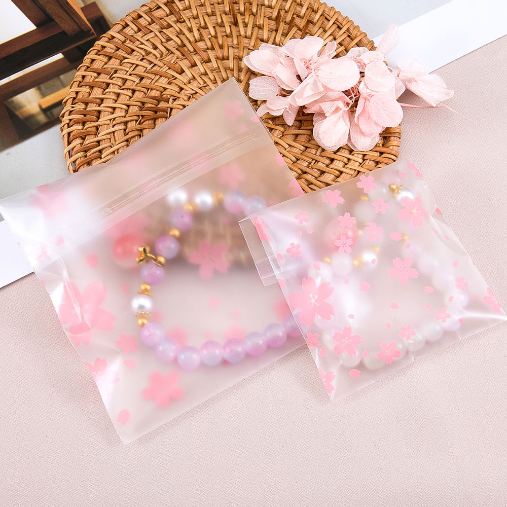 100 sacos de embalagem de plástico dos pces flor sacos autoadesivos opp malotes para presentes de jóias biscoitos doces biscoitos embalagem