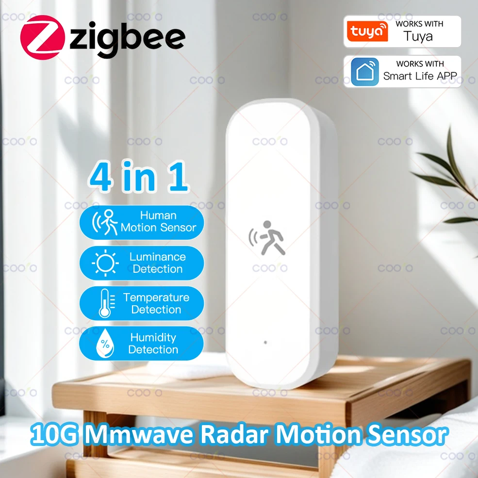 Tuya 10G 4 in 1 Menselijke bewegingssensor Zigbee MmWave Radardetector met helderheid Temperatuur-vochtigheidssensor Vervang PIR-sensor