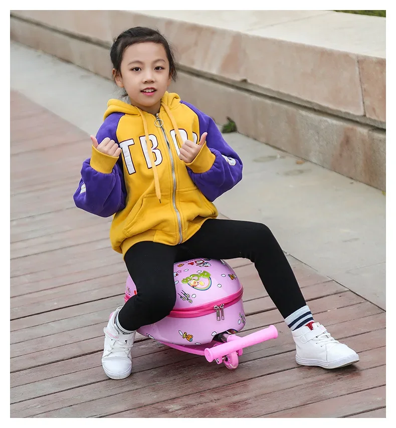 Disney กระเป๋าเดินทางบนล้อการ์ตูนน่ารักเด็กรถเข็นพกพาสกู๊ตเตอร์กระเป๋าเดินทางกลิ้งกระเป๋าสําหรับเด็กผู้หญิงของขวัญ