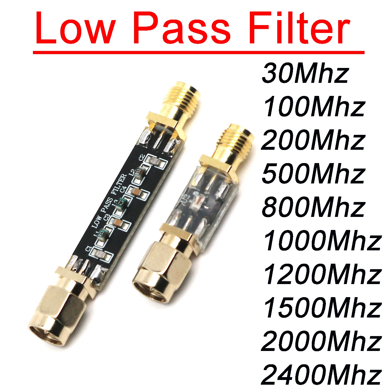 RF Low Pass Filter LPF 30Mhz/100Mhz/200Mhz/500Mhz/800Mhz/1000Mhz/1200Mhz/1400Mhz/2000Mhz/2400Mhz Signal Radio frequency LC