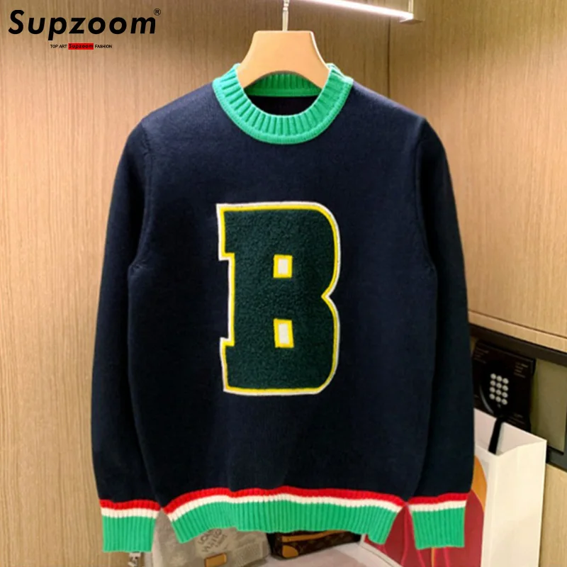 Supzoom Neue Ankunft Top Mode Oansatz Pullover Applikationen Marke Kleidung Bestickt Net Rot Warme Beiläufige Gestrickte Männer Pullover