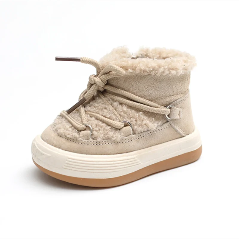 DIMI-Botas de felpa con suela de goma para bebé, zapatos cálidos para niños pequeños, a la moda, otoño e invierno, novedad