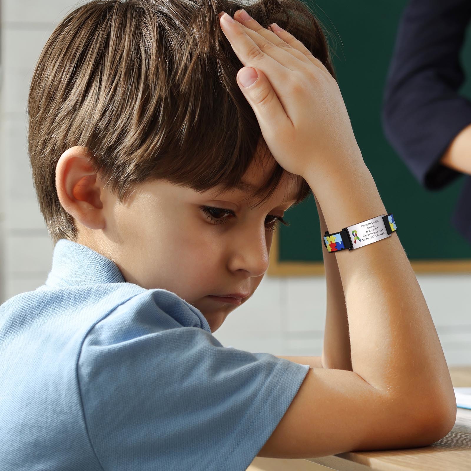 Pulseira personalizada de aspergers de autismo para menino e menina, identificação de alerta médico gravada, pulseira de silicone ajustável, presente gravado
