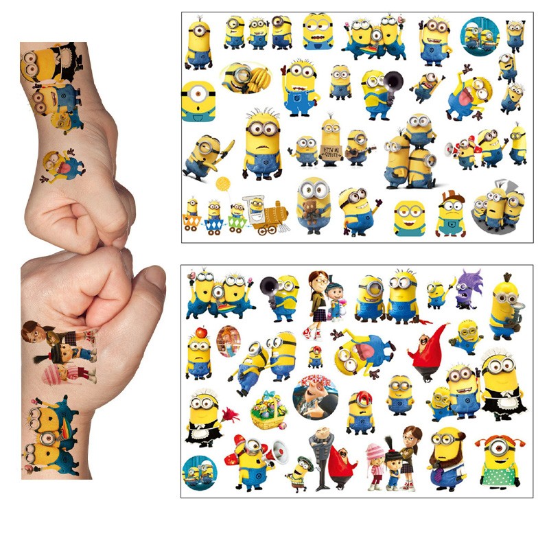 1 шт., временная татуировка с героями мультфильмов, аниме, миньоны, боди-арт, татуировки, наклейки, косплей, вечерние подарки на день рождения