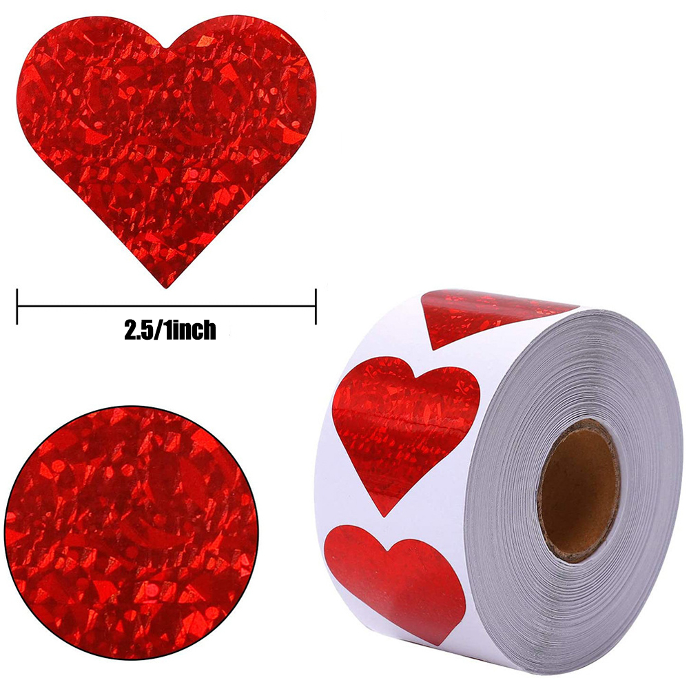 50-500 Chiếc Hình Tim Màu Đỏ Nhãn Lễ Tình Nhân Giấy Bao Bì Dán Kẹo Xí Ngầu Túi Tặng Hộp Đóng Gói túi Cưới