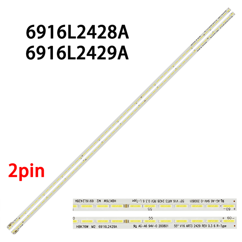 Kit 2 stücke 2pin led hintergrund beleuchtung streifen 55 lj615v 55 lw340c 55 uh7700 55 v16 art3 6916 l2428a 6916l-2429a 2428a lc550eue (fj) (m1) 55 lh6000