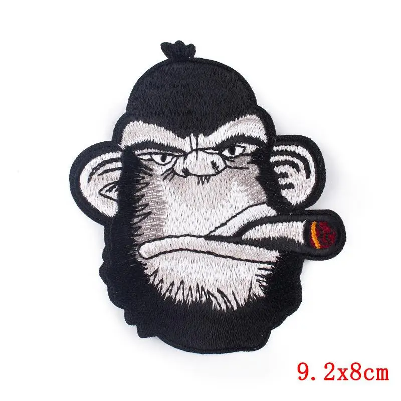 Embroidered Patch Iron On Patches for Clothing Pocket Gorilla Clothes Stickers Fabric Sewing Thermal Adhesive Applique Fusible