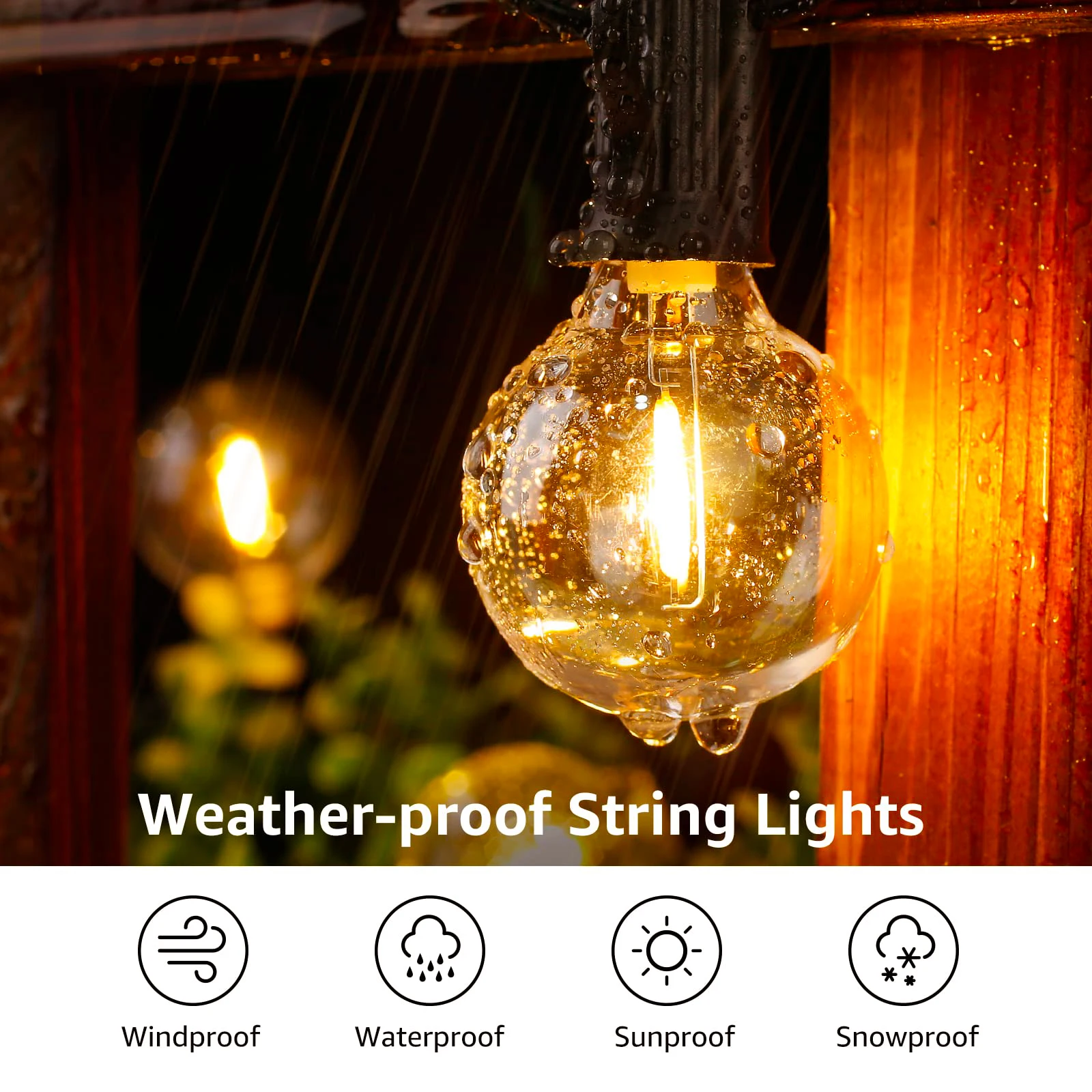 G40 Outdoor Lichtslinger Vintage Amber Glas Led-lamp Dimbaar IP44 Waterdicht Thuis Patio Decor Aansluitbaar Garland Fairy Light