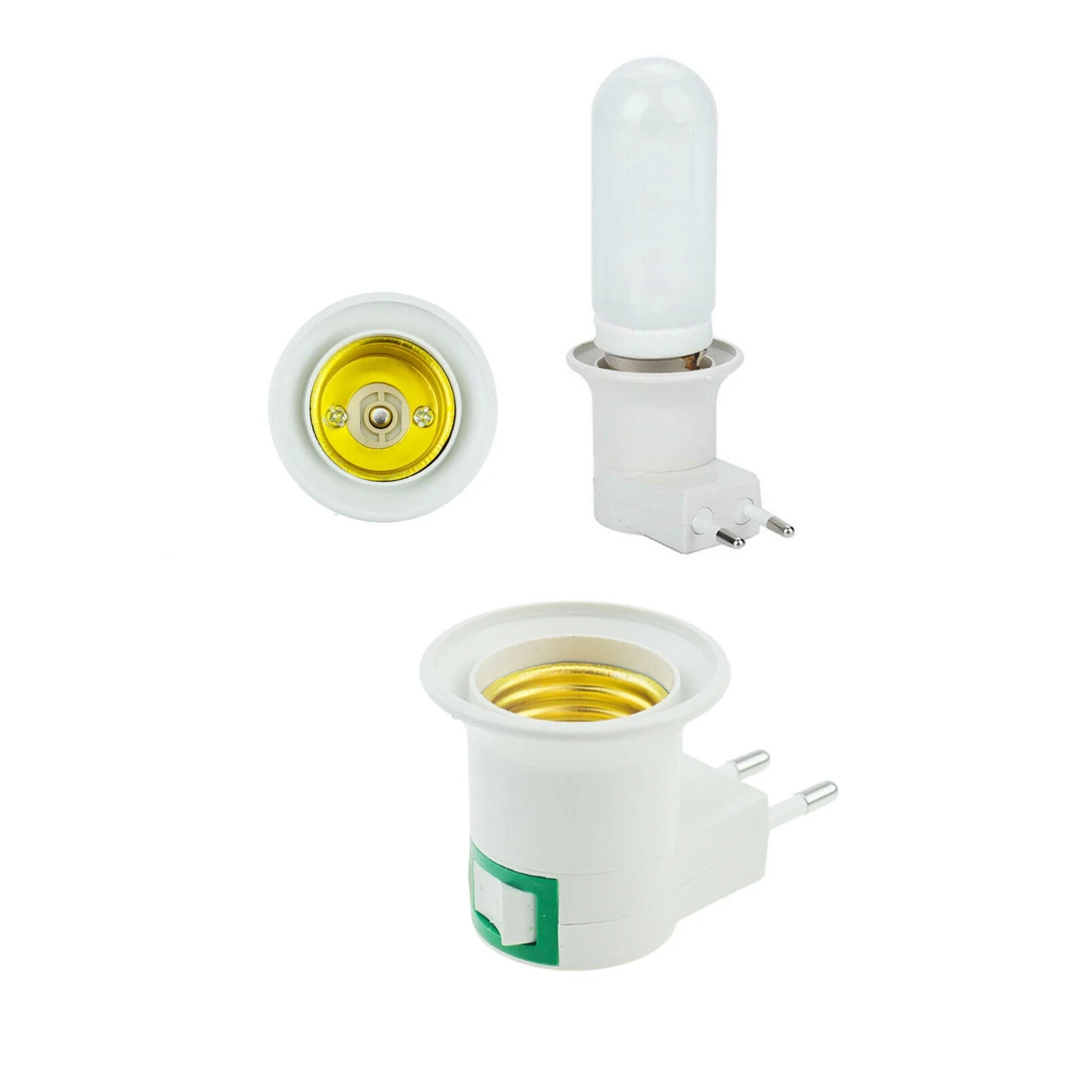 E27 LED Light Socket US/EU Plug & Play Screw Socket White Lamp Holder Base ON/OFF Switch Plug Light Bulb Adapter Household