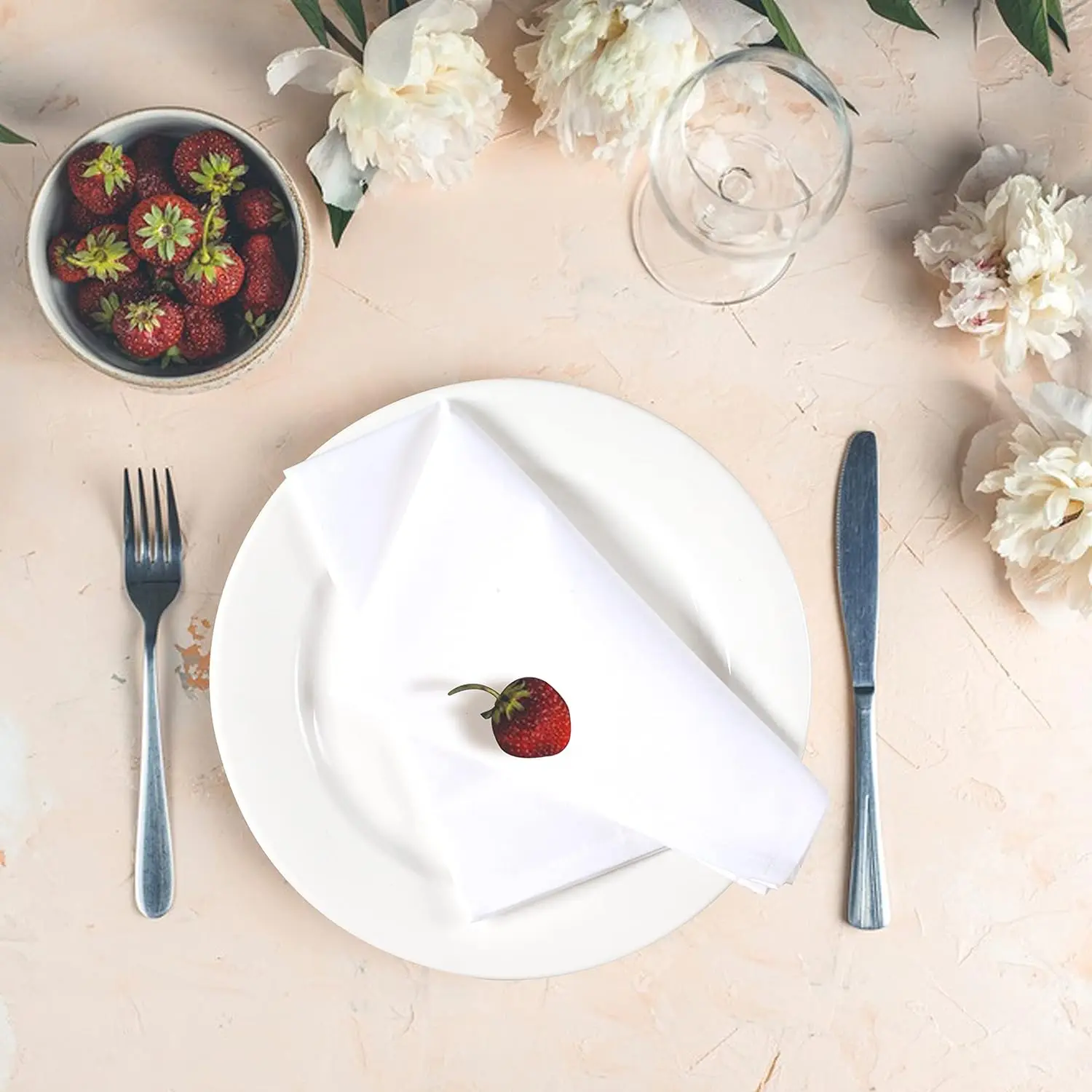 Servilleta de cena 100% algodón de 6 piezas, servilleta blanca, suave, absorbente, cómoda, ideal para eventos y uso regular