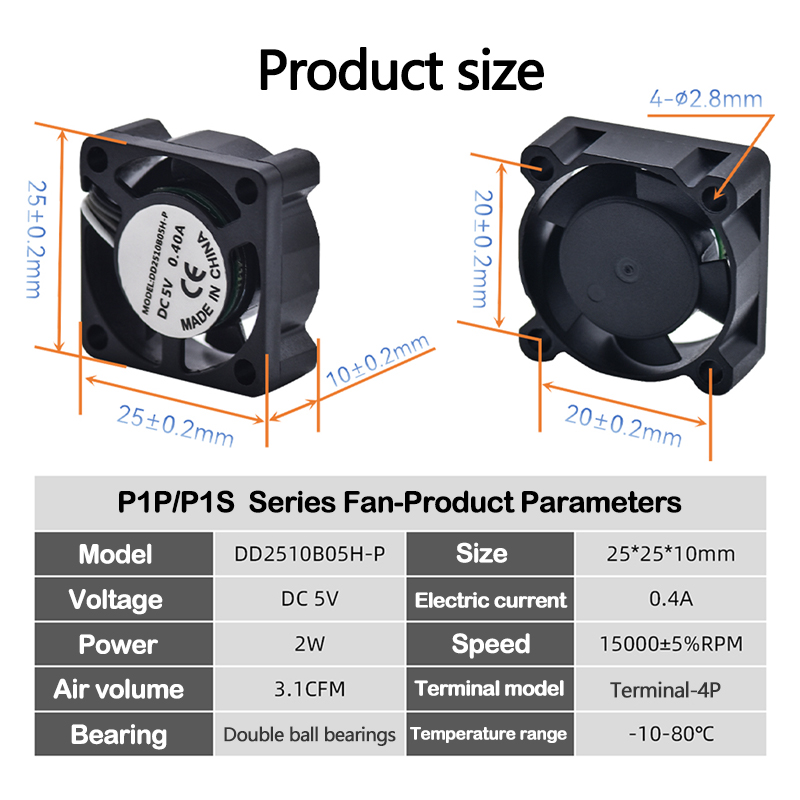 Bambu Lab X1/X1C/P1P/P1S 金属ホットエンド冷却ファン硬化真鍮銅 0.2/0.4/0.6/0.8 ミリメートルノズル 3D プリンタ