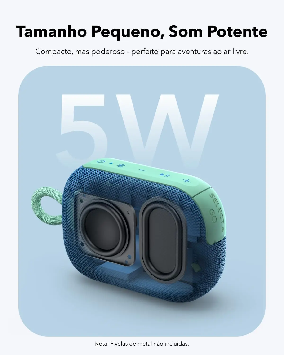 Alto-falante Bluetooth Soundcore Select 4 Go, ultra portátil, até 20 horas de reprodução, IP67 à prova d'água e à prova de poeira, flutuante