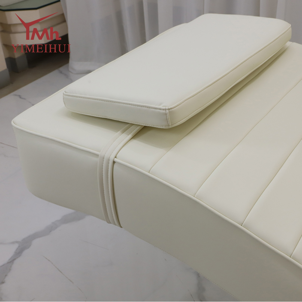 Cama de masaje de Metal con Base dorada, cama de Spa Facial, mesas de tratamiento cosméticas blancas para pestañas, camas para tatuaje