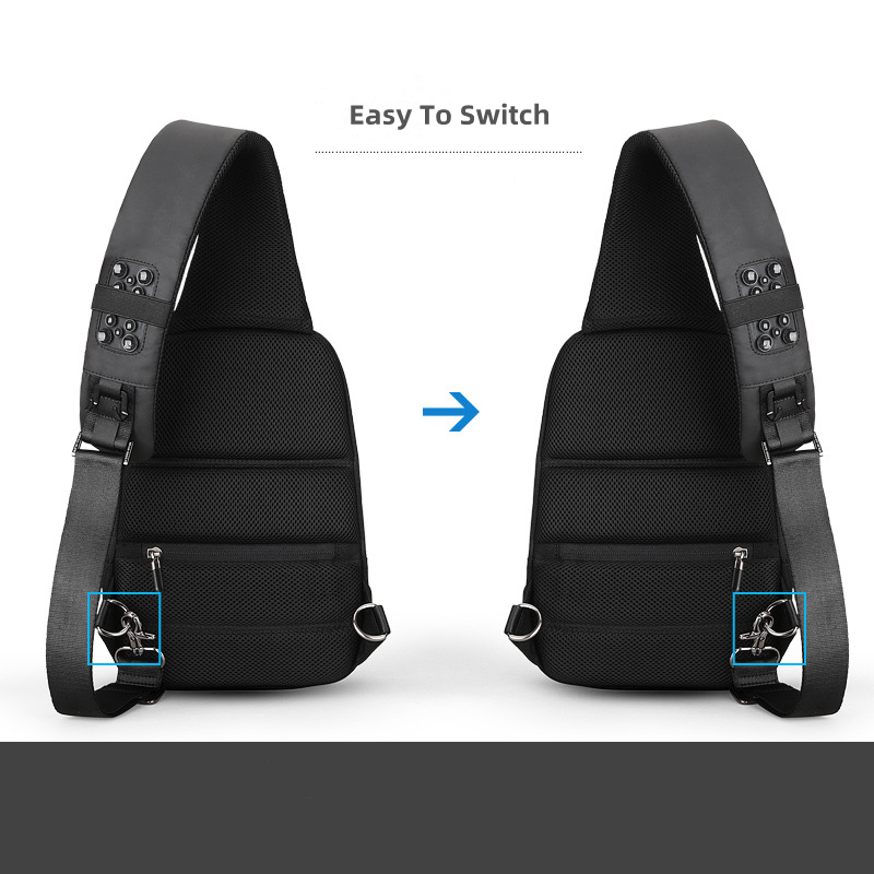 Men 2025 New Chest Bag Multi Functional Waterproof Shoulder Bag USB Charging Casual Crossbody Bag