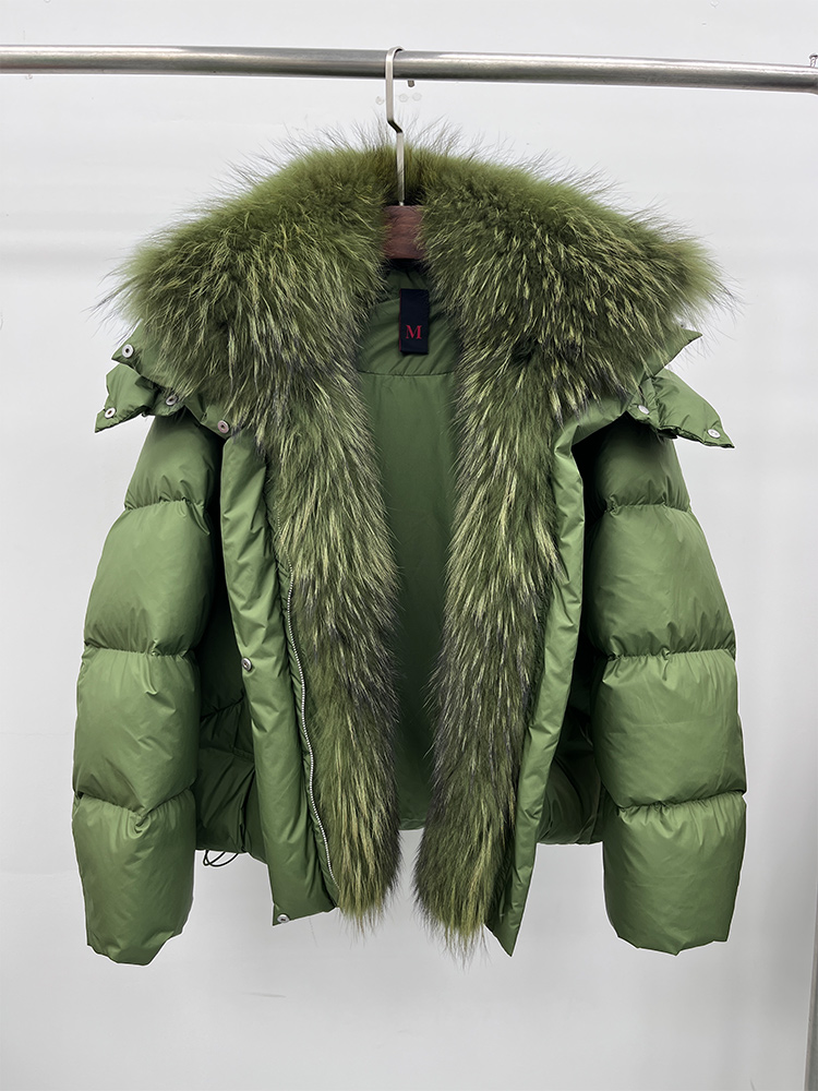 Neue Mode Winter Frauen Gans Unten Jacke Echt Fox Waschbären Pelz Kragen Jacke Abnehmbaren Ärmeln Dicke Warme Luxus Weiblichen Mantel