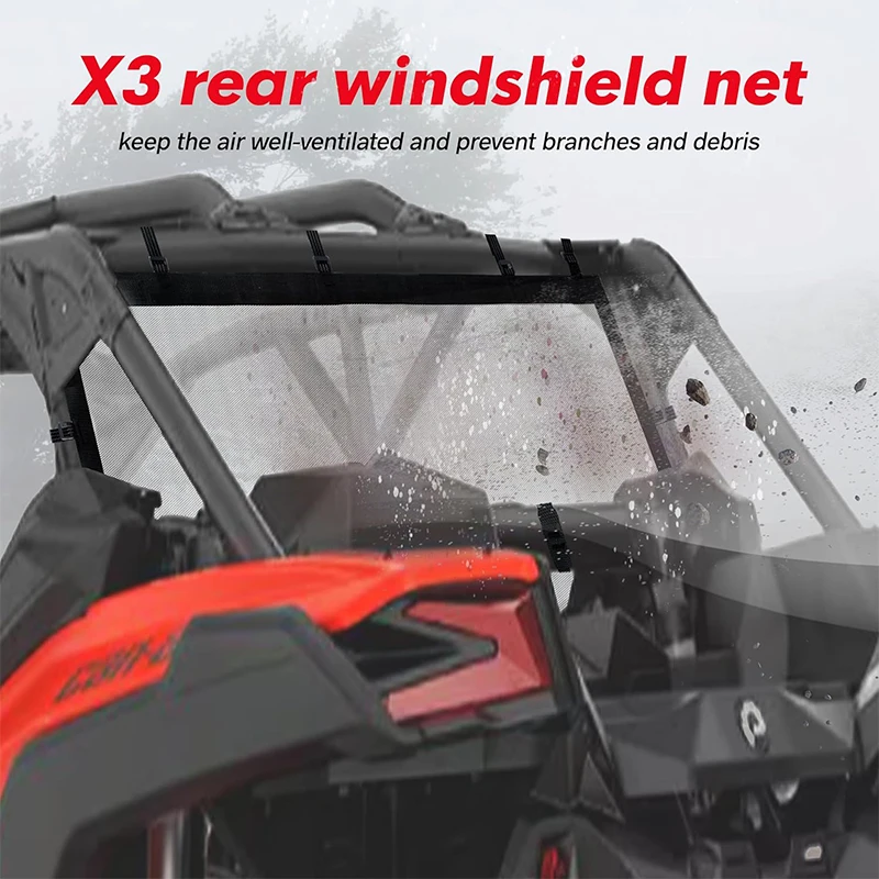 Для Can-am Maverick X3 Max Turbo R RR 4x4 XMR XDS XRC XRS X DS RS 715006387   Прозрачная сетка для заднего лобового стекла UTV Window 2017-2024