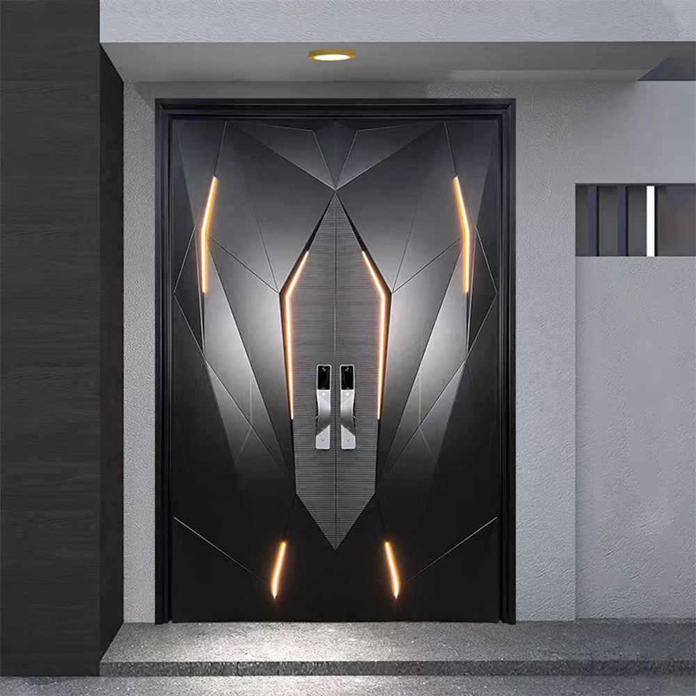 Portas de entrada Sixinalu com faixa de luz 1.5S.q Porta de entrada externa de alumínio Painel de porta frontal de batente Decoração de casa personalizada