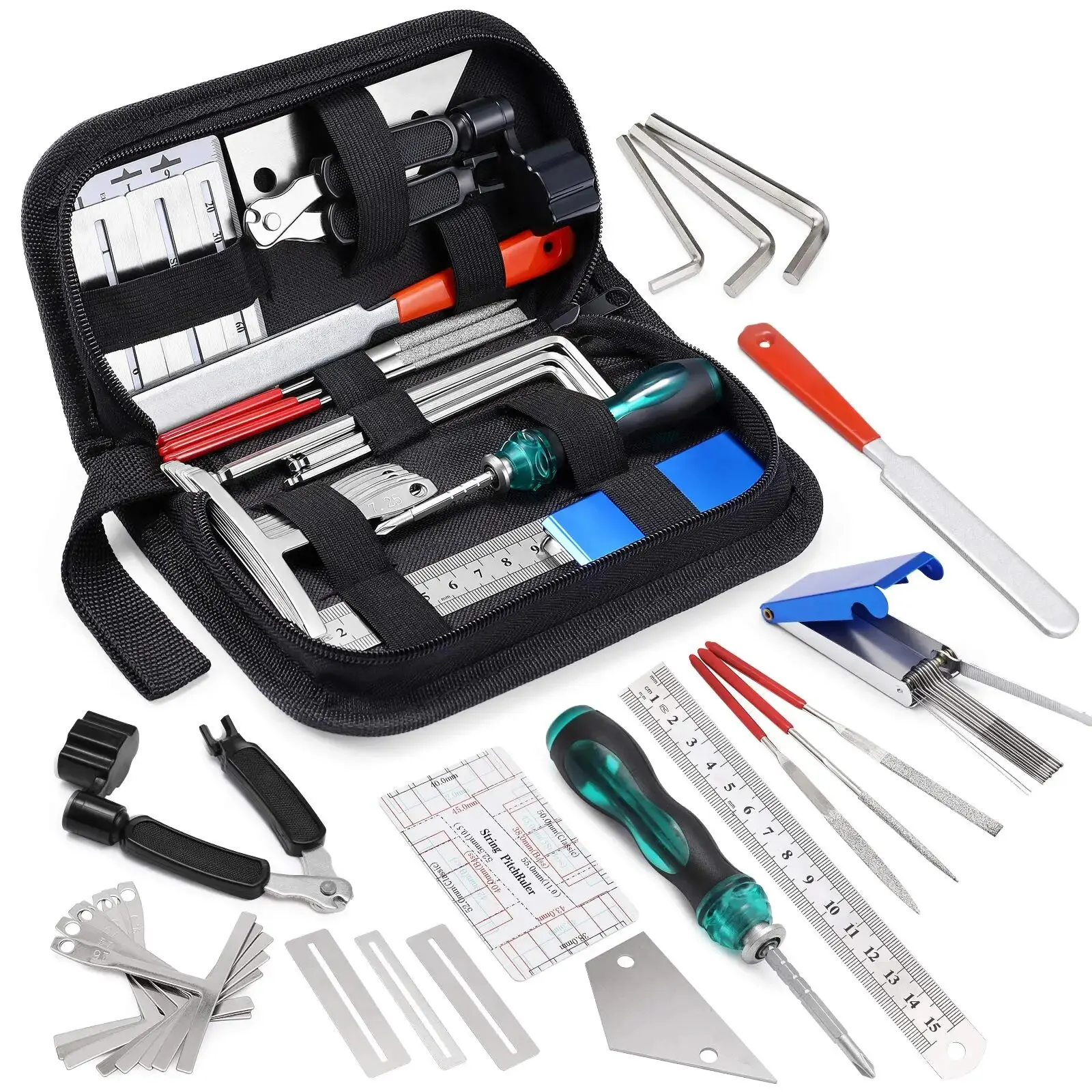 Miwayer-Kit de herramientas de reparación de guitarra, Kit de configuración con bolsa de transporte, regalo perfecto para entusiastas de la música o los instrumentos de cuerda, 25/72