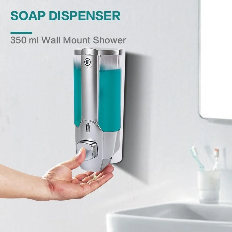 350ml เครื่องจ่ายสบู่เหลวแชมพูติดผนังฝักบัวตู้คอนเทนเนอร์สําหรับห้องน้ํา Washroom