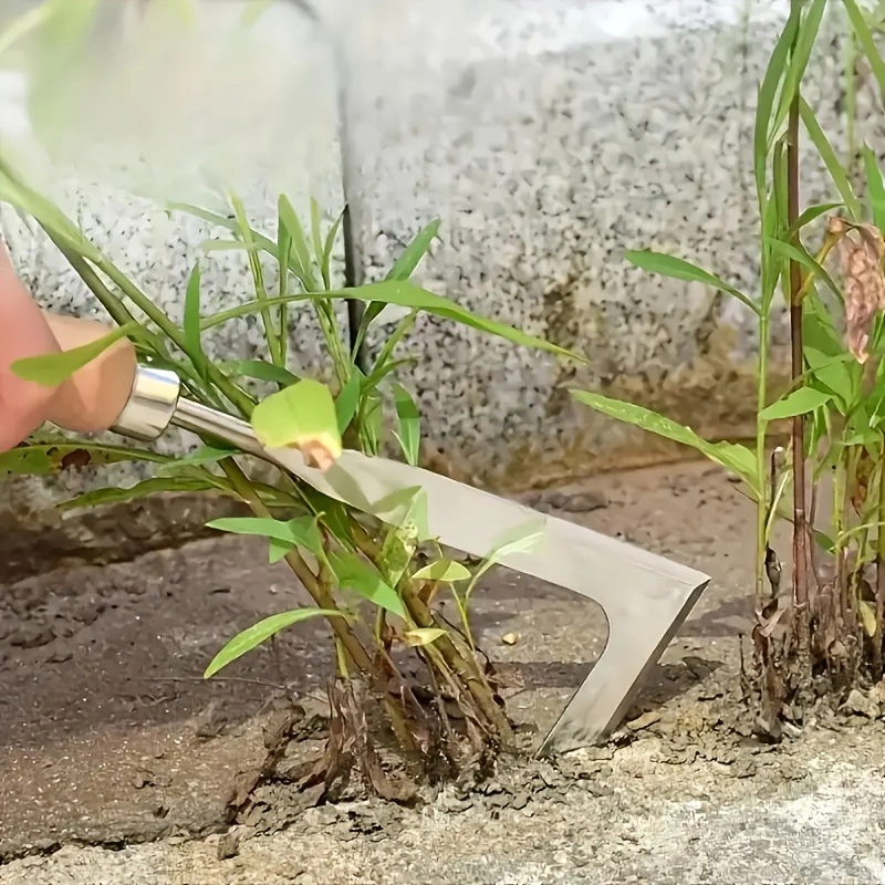 1pc Stainless Steel Manual Weed Puller，Garden Hand Weeder Rake Sharp Tines Grass Rooting Weeding Tool for Easily Removing Weeds