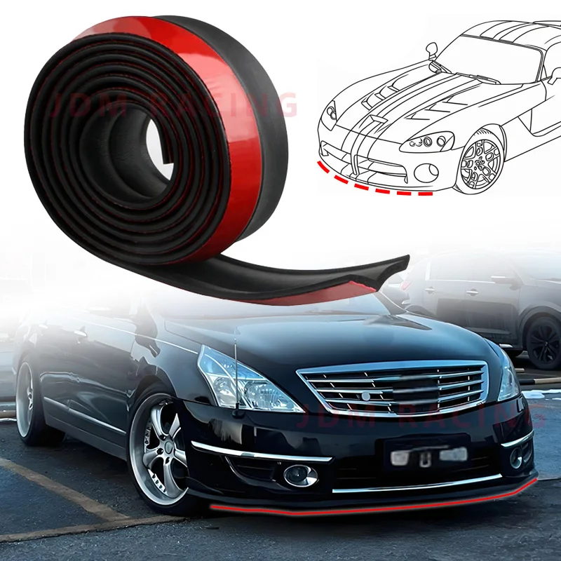 2.5m preto universal amortecedor dianteiro spoiler lábios amortecedor do carro adesivos de proteção labial amortecedor dianteiro do carro lábio borracha pára-choques do carro proteger