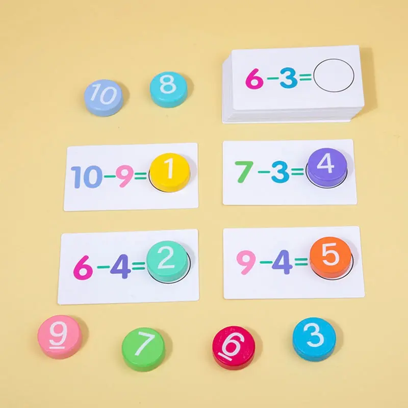 Math Toys Digital Card Montessori Wooden Addition Subtraction Teaching Aids Subtraction Operation Learning Logical Thinking