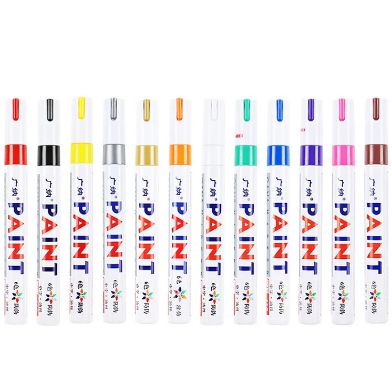 1Pc Car Oily Painting Pen Waterproof Permanent Graffiti Touch Up Tyre Marker Auto Rubber Tire Tread Mark Pen for Bike Cars Metal
