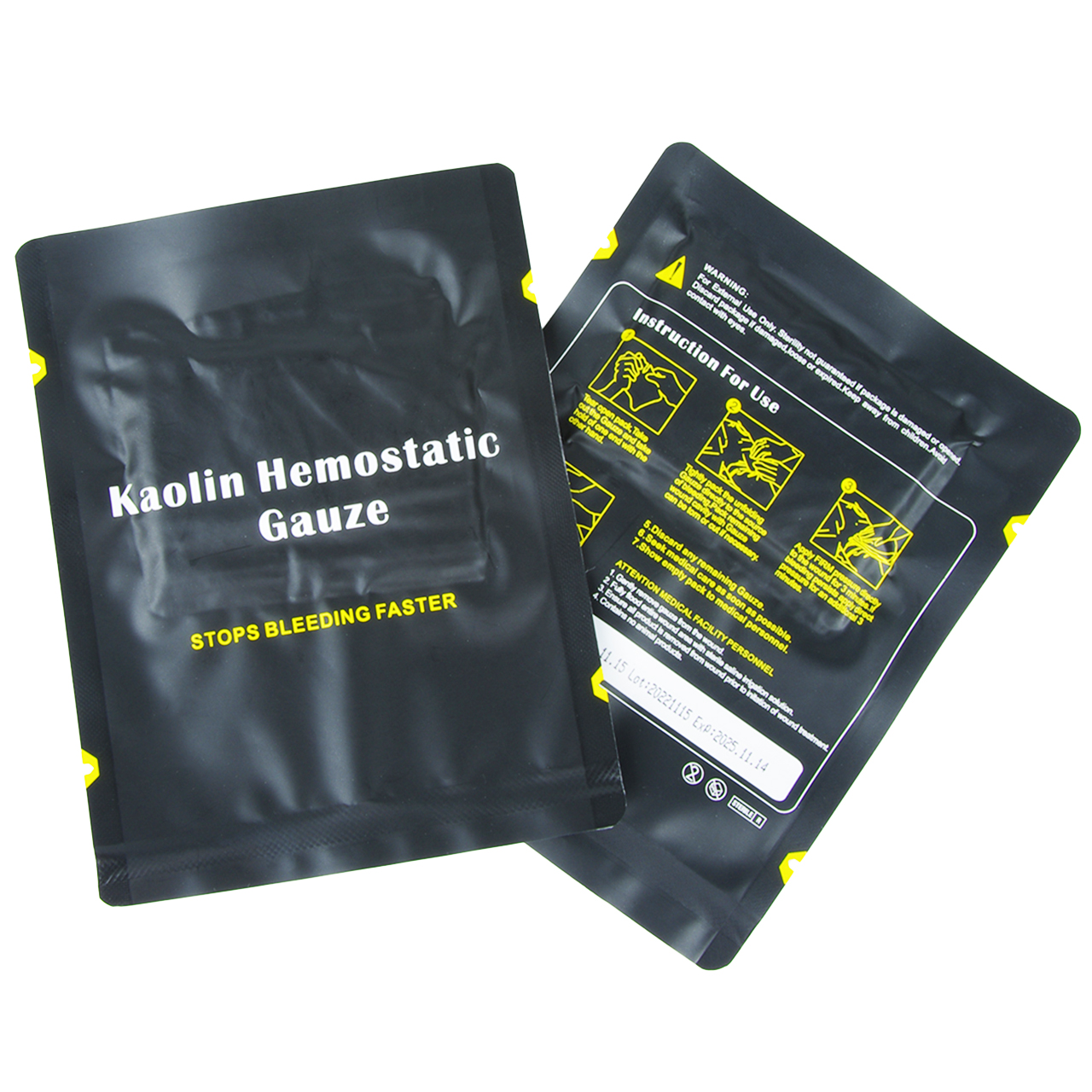 Hemostatische Kaolin Gaas Combat Emergency Trauma Z-vouw Oplosbaar Voor Ifak Tactische Ehbo-kit Medische Wondverband