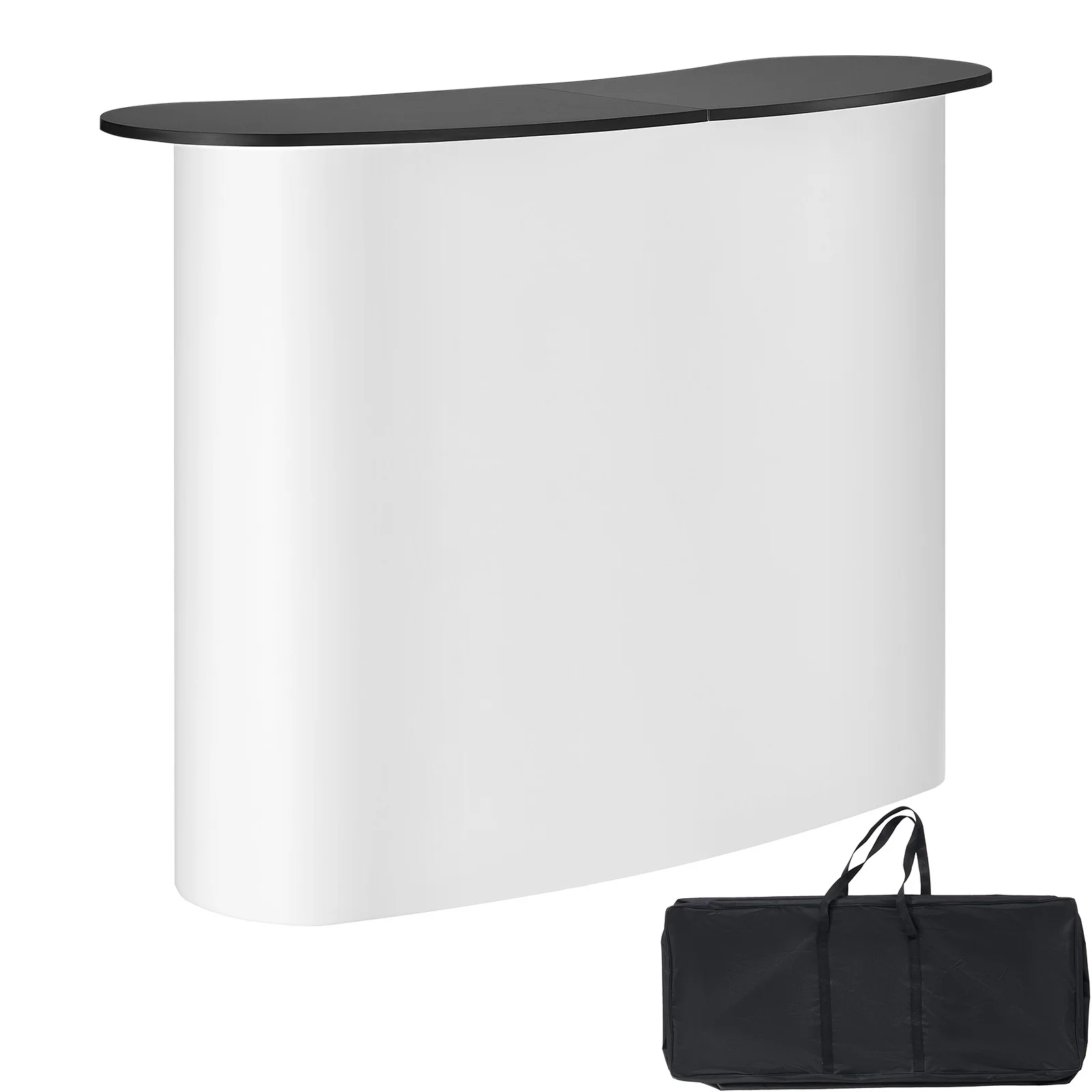 SucceBuy Portable Tradeshow Podium Table Exhibition Counter Stand Booth Fair w/ Wall Foldable Promotion Retail Table for party