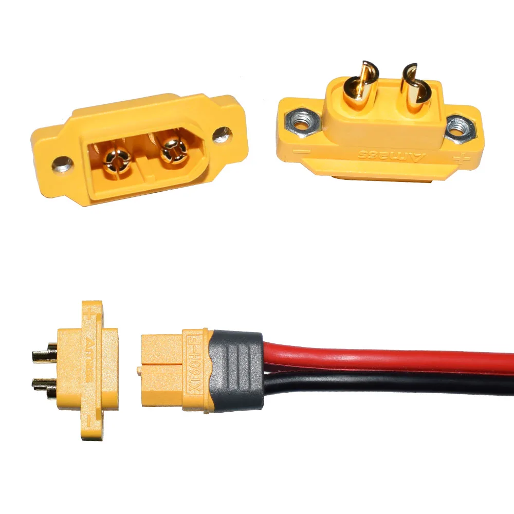 Amass XT60e m xt60e conector XT60E-M conector macho XT60e montable para modelos RC multicóptero XT60E-M conector XT60 Panel